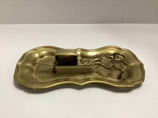 Vintage Brass Candle Snuffer, Wick Cutter and Tray