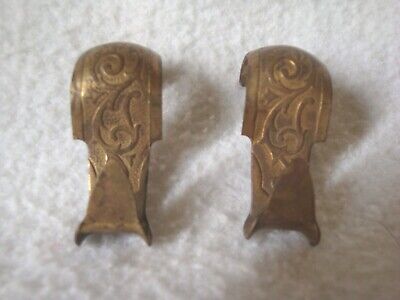 Vintage Old Picture Molding Rail Hook Brass Painting Hanger VINES Lot of 2