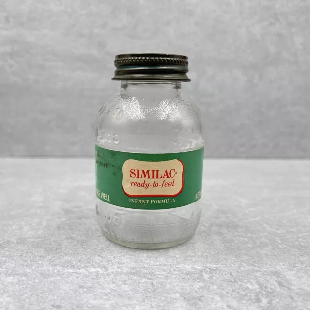 Vintage 1970 Similac Glass Jar with Metal Lid Expiration Date Stamped Jun 70