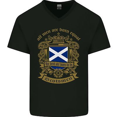 All Men Are Born Equal Scotland Scottish Mens V-Neck Cotton T-Shirt