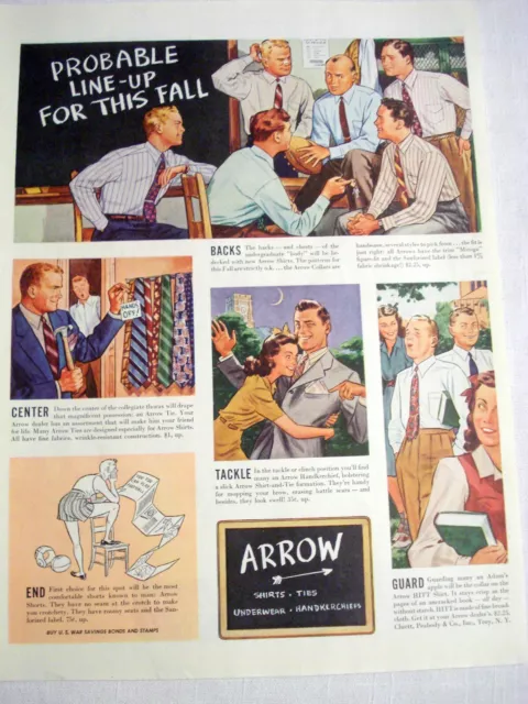 1942 Ad Arrow Shirts, Ties & Handkerchiefs, Cluett, Peabody & Co Troy, N.Y.