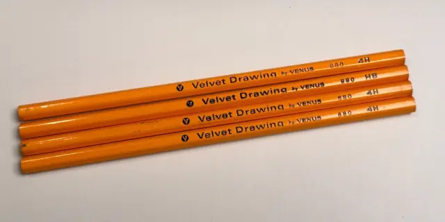 Vintage Box of 4 Venus Velvet  4H HB Drawing Pencils 880 - Unsharpened