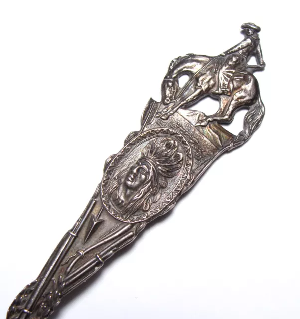 Antique Sterling Silver Souvenir Spoon COWBOY HANDLE Engraved Williams, Arizona