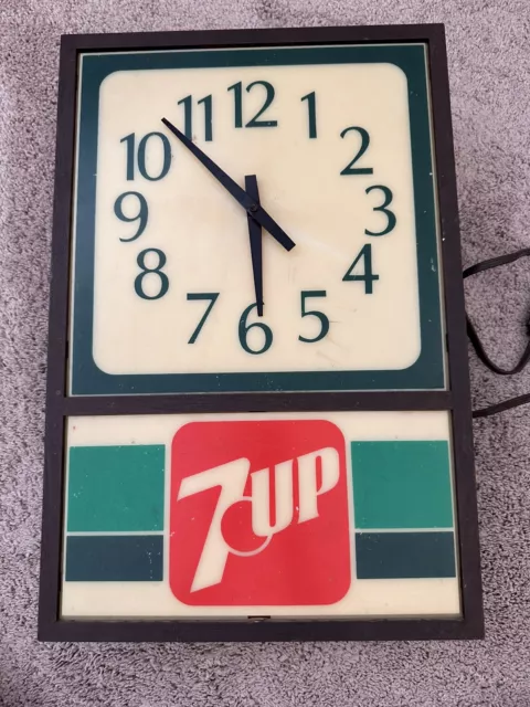 Vintage 7-UP Rectangular Square Electrical Wall Clock