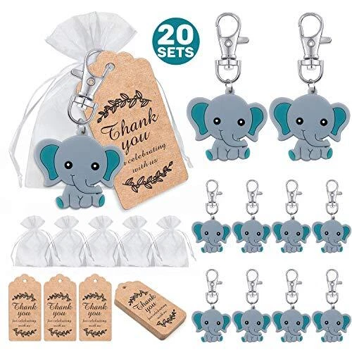 iZoeL Baby Shower regalo ospite, portachiavi elefante blu