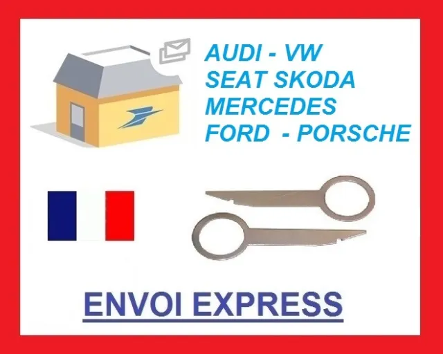 CLÉS CLÉ D'EXTRACTION autoradio démontage SEAT VW AUDI VOLKSWAGEN enlever  poste EUR 3,90 - PicClick FR