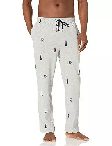 Nautica Men's Soft Woven 100% Cotton Elastic Waistband Sleep Pajama Pant, Grey