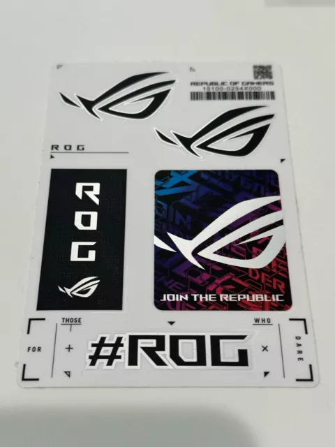 NEW Genuine Asus Republic of Gamers ROG Matte Black/Silver Decal Sticker Sheet