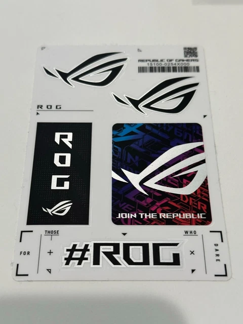 NEW Genuine Asus Republic of Gamers ROG Matte Black/Silver Decal Sticker Sheet NEW Genuine Asus Republic of Gamers ROG Matte Black/Silver Decal Sticker Sheet