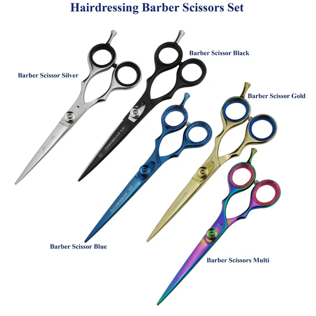 Hairdressing Thinning Black Blue Multi & Gold Barber Saloon Scissor Shears Set