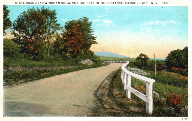 Postcard NY Catskill Mts State Road near Windham High Peak 1930 Vintage PC H7058