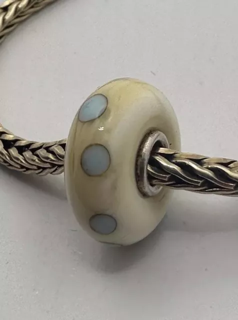 Trollbeads - Authentic - Genuine - Retired 2013 - Beige Blue Dot - 61364