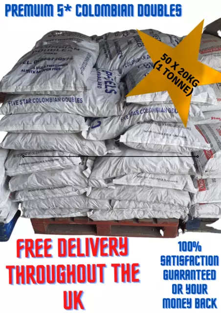 Coal COLOMBIAN DOUBLES Household Coal 1 Tonne / 50x20kg Bags 5* Premium
