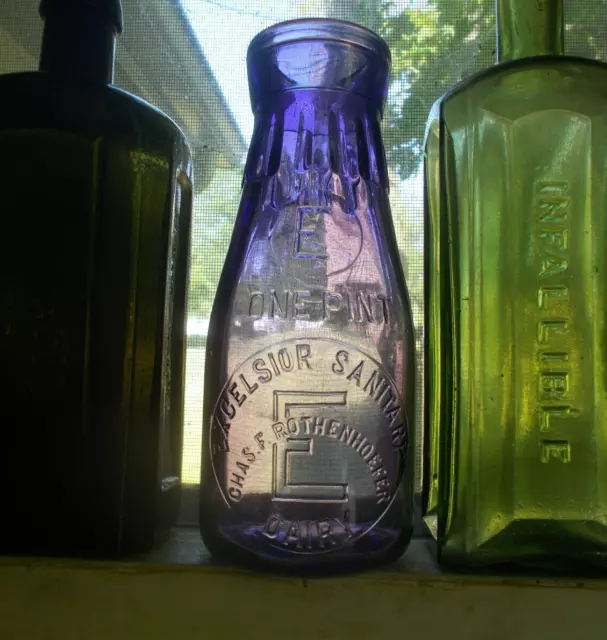 Excelsior Sanitary Dairy Rothenhoefer Amethyst Pint Milk Bottle Frederick,Md Excelsior Sanitary Dairy Rothenhoefer Amethyst Pint Milk Bottle Frederick,Md
