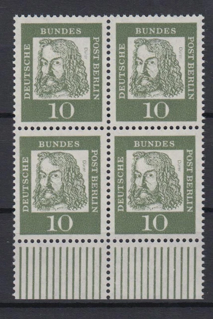 Berlin 202 mit Unterrand 4er Block Bedeutende Deutsche 10 Pf postfrisch