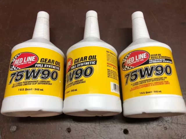 RED LINE Synthetic Gear Oil 75w-90 75w90 High Performance GL5 1 US Quart x 3