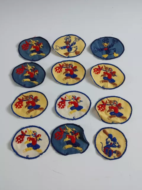 Lot Of 12 WW2 Bond Bread Promotional Patches, Donald Duck, Brer Rabbit, Mickey