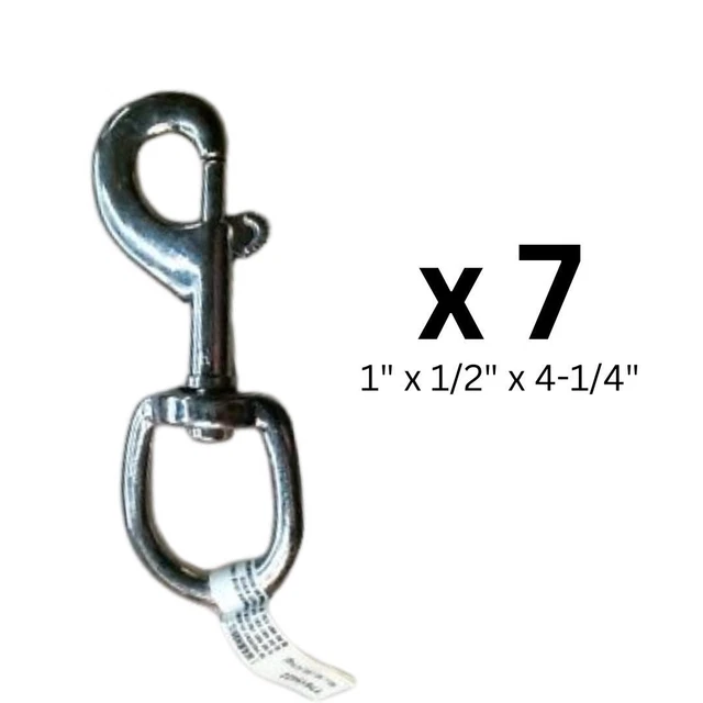 7 Campbell Swiveling Bolt Snaps, Die Cast Zinc 1" x 1/2" x 4-1/4", 90 lbs Limit
