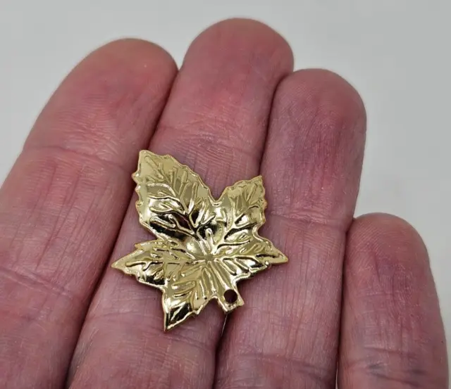 12 pcs Gold Tone Metal Filigree Leaf Stampings Leaves Dimensional Craft Jewelry