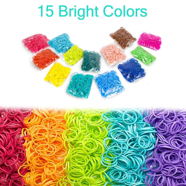 Loom Bands Assorted Bracelet Making Multi Colour 600-15000 Rubber Diy Kids Uk