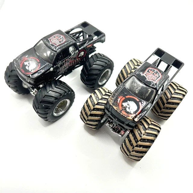 MONSTER JAM METAL Mulisha x2 Monster Truck 1:64 Chrome Rims Hot Wheels ...
