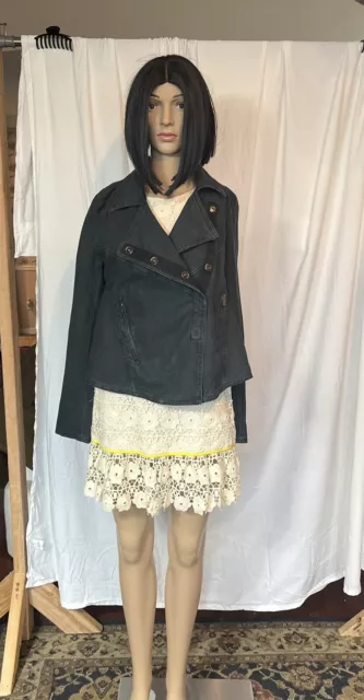 Free People Rosewood Washed Linen Moto Jacket Black Size XS