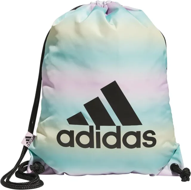 NEW adidas Ready Sackpack Backpack, Gradient Flash Aqua/Black, One Size