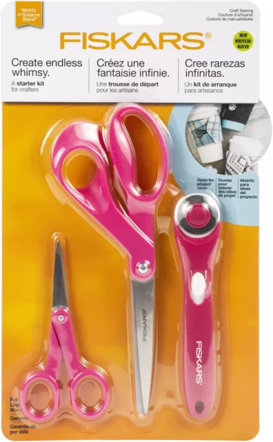 Fiskars Fabric Craft Sewing Fashion Starter Set 3pcs-Rotary Cutter & 2 Pair Of S