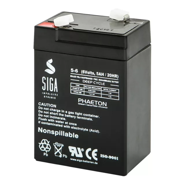 Blei Akku 6V 5AH AGM GEL Batterie USV ersetzt 4,5Ah 4Ah 6Volt LC-R064R5P Battery