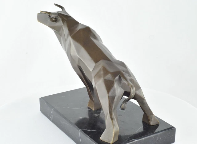 Estatua Tauro Fauna Art Deco Estilo Art Nouveau Estilo Bronce sólido Firmado 3