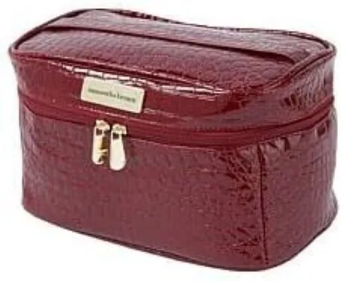 NWT Samantha Brown Burgundy Red Croco Makeup Cosmetic Storage Bag Case Valentine