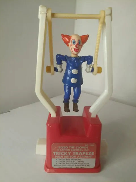 1960s Hong Kong Kohner Bros No. 4995 Bozo the Clown Tricky Trapeze Toy