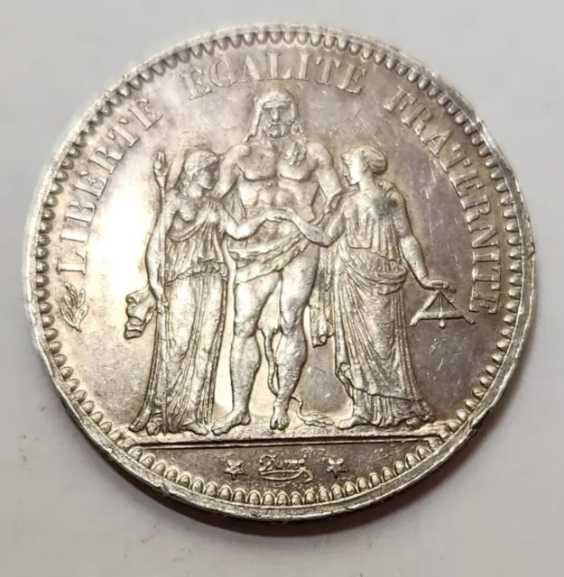 France 1873A 5 Francs, XF+