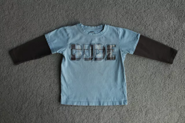 Gymboree HALF PIPE HERO double sleeve tee baby blue DUDE shirt Boys Size 3T