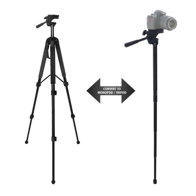 Pro Heavy Duty Camera Tripod Monopod with Pan Head for DSLR 68" For Nikon Canon