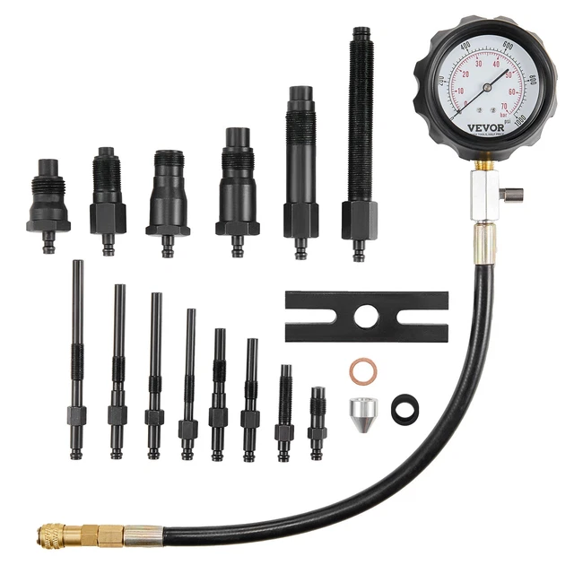 VEVOR DIESEL ENGINE Cylinder Compression Tester Pressure Test Tool Kit ...