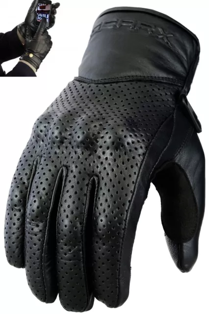 Ventilé Moto Cuir Gants Joint Coque Protection 3