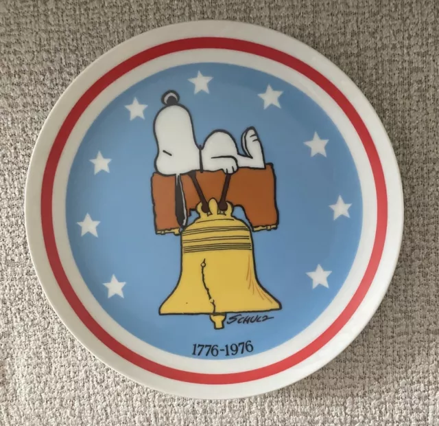 Vintage Peanuts Schmidt 1976 Snoopy Liberty Bell Bicentennial Plate Schultz 2