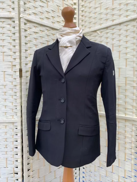 Childs Age 8+ Dublin Black Tailored Stretch Show Jacket. Double Vents