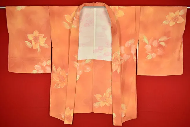 Vintage Japanese Kimono Silk Antique BORO HAORI Kusakizome Dyed/A584/515