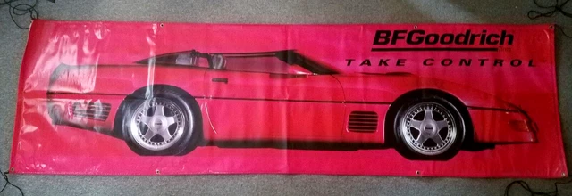 Original Overrun BF Goodrich AD Red Corvette Racing Banner Garage Man Cave 3x10F