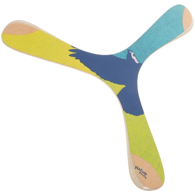 Boomerang In Legno Largo 40 Cm Con Punte Larghe – Design Robusto, Dipinto A Mano Con Motivo Aborigeno, Ideale Per Lanci Avanzati