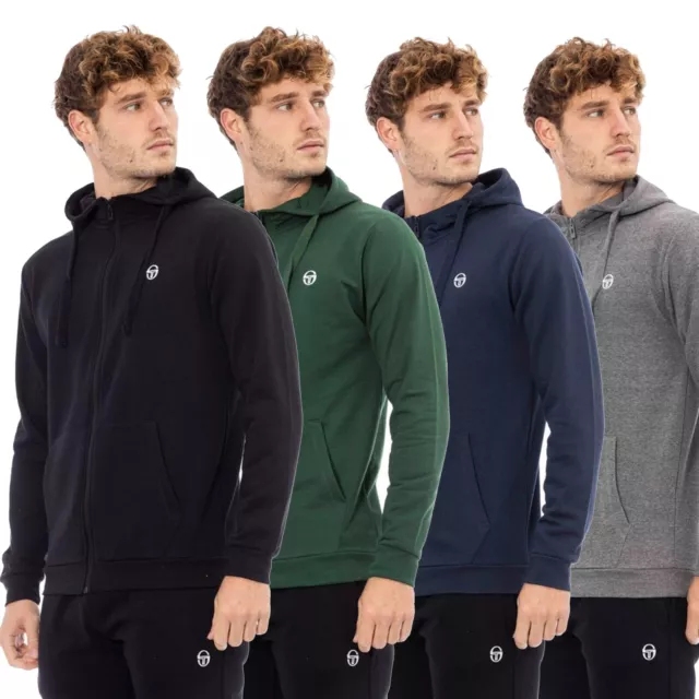 felpa con cappuccio e zip uomo invernale Sergio Tacchini nera grigio M L XL XXL