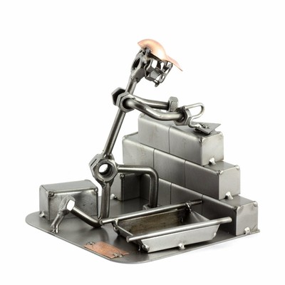 Steelman24 I Omini di Viti Elettricista con Fulmine con Piastra di Incisione Personale I Idee Regalo Originale I Soprammobili in Metallo I Modellino 