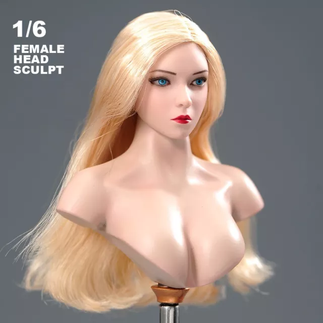 Muñeca de pelo rubio ojos azules niña escultura de cabeza femenina ajuste figuras corporales Phicen de 12 2