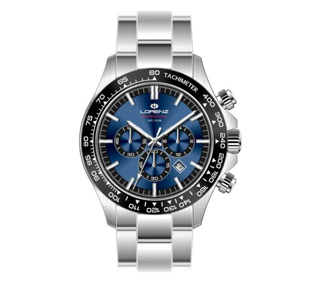 Lorenz Chrono 26175EE – Orologio Uomo Quarzo Acciaio – Cronografo Subacqueo 100m