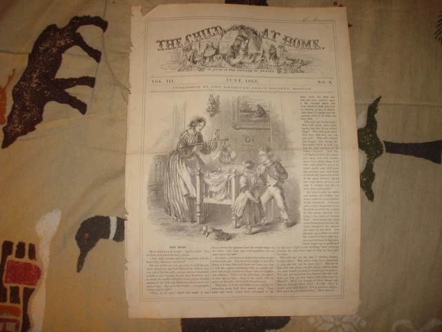 1862 Antique Victorian Art Print Children Baby Superb N