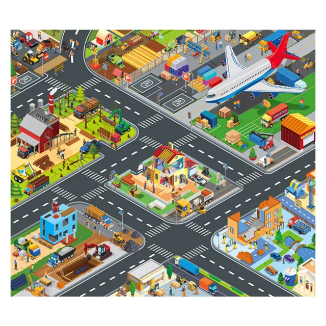 Waterproof Baby Kids Floor Toy Play Mat City Traffic Road Signs Car Track AU