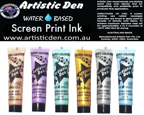 Metallic Screen Ink Set  Metallic Screen Printing Ink 6 x 15ml Permaset Comp **