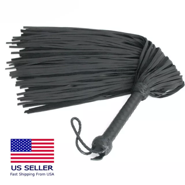 Genuine Leather Flogger Black Cow Hide Thick Leather Flogger 100 Tails Flogger